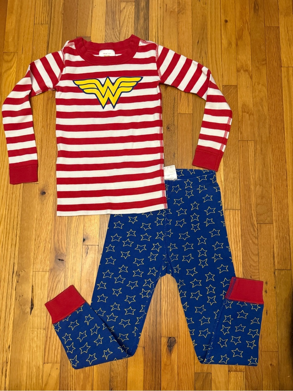 Hanna Andersson Wonder Woman Red & White Striped Kids Pajama Set
